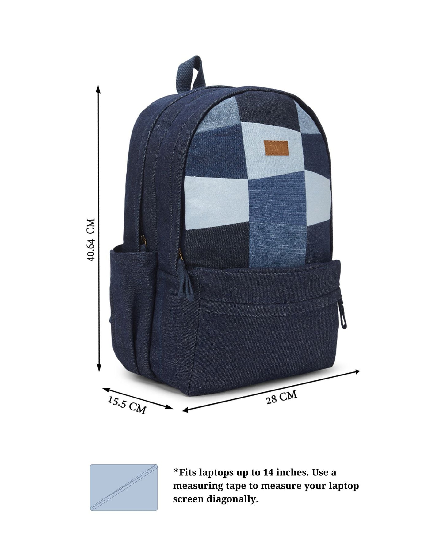 Upcycled Unisex Patched Denim & Felt Jeans Travel Backpack - Dwij -
