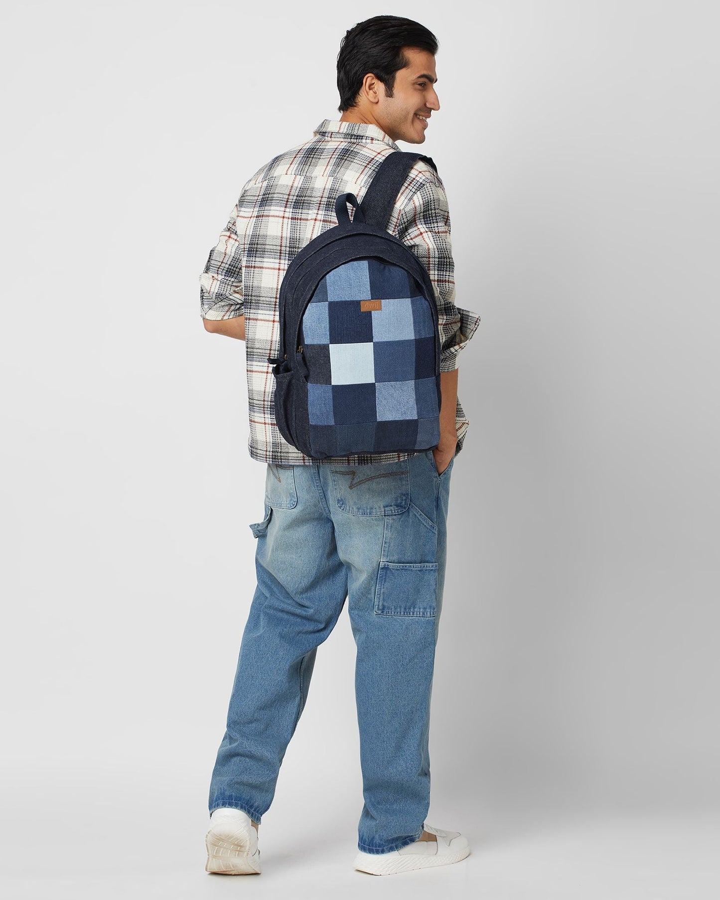 Upcycled Unisex Random Denim & Felt Travel Backpack - Dwij -