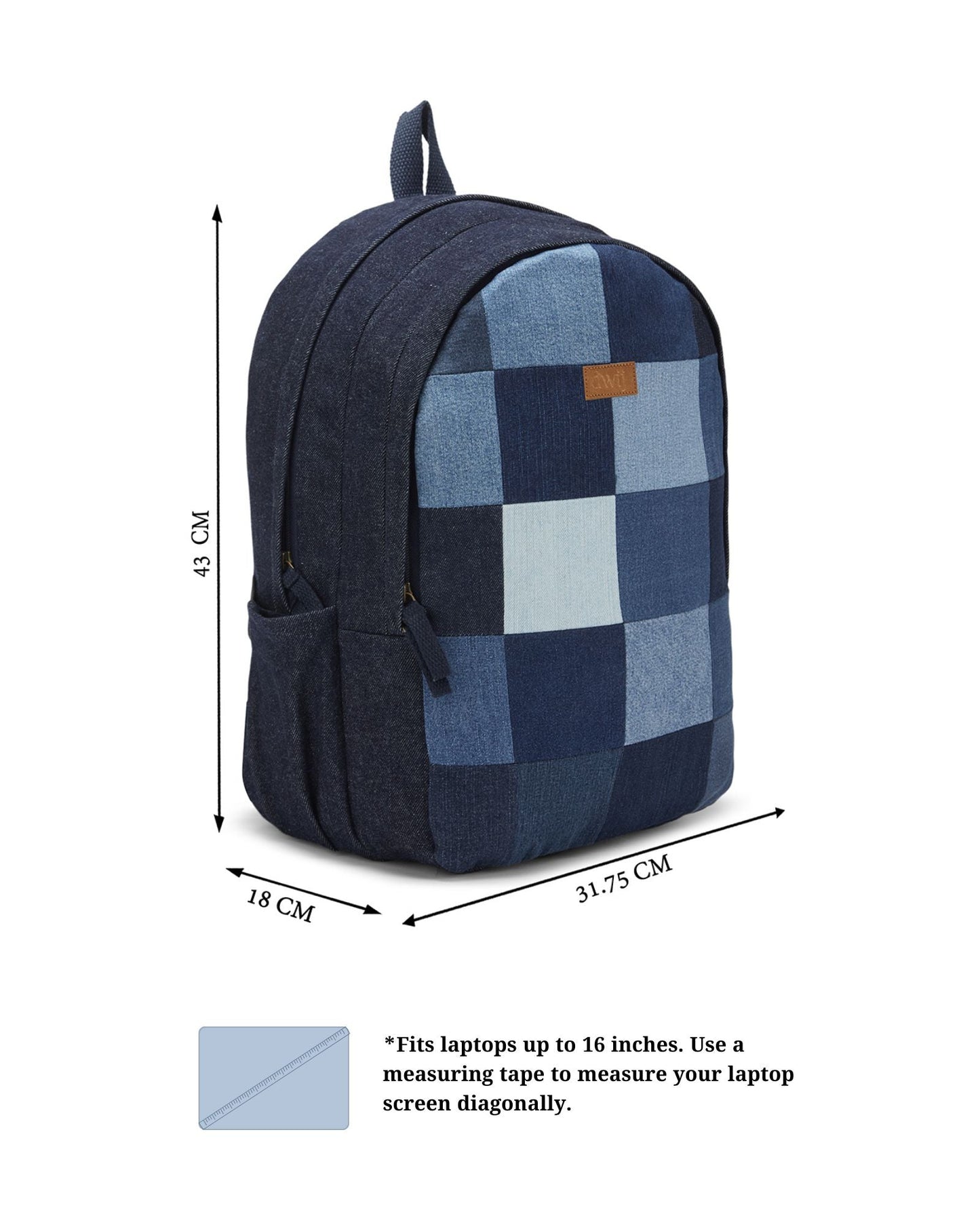 Upcycled Unisex Random Denim & Felt Travel Backpack - Dwij -