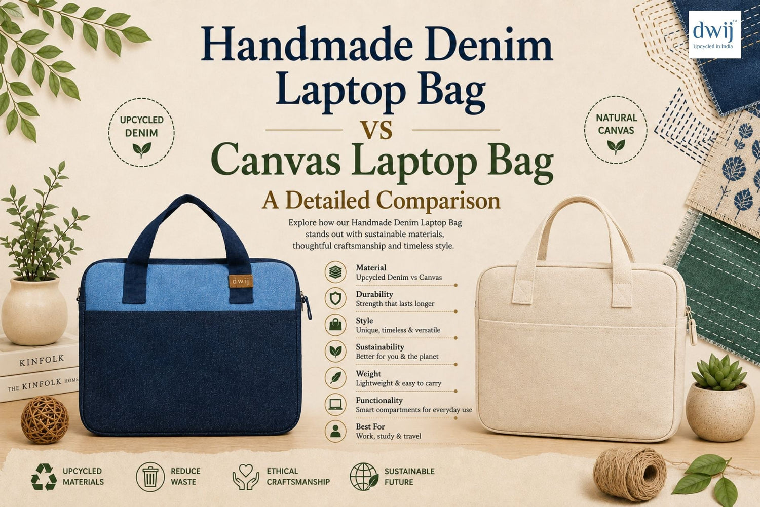 Handmade Denim Laptop Bag vs Canvas Laptop Bag: A Detailed Comparison