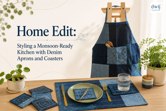 Home Edit: Styling a Monsoon-Ready Kitchen with Denim Aprons and Coasters