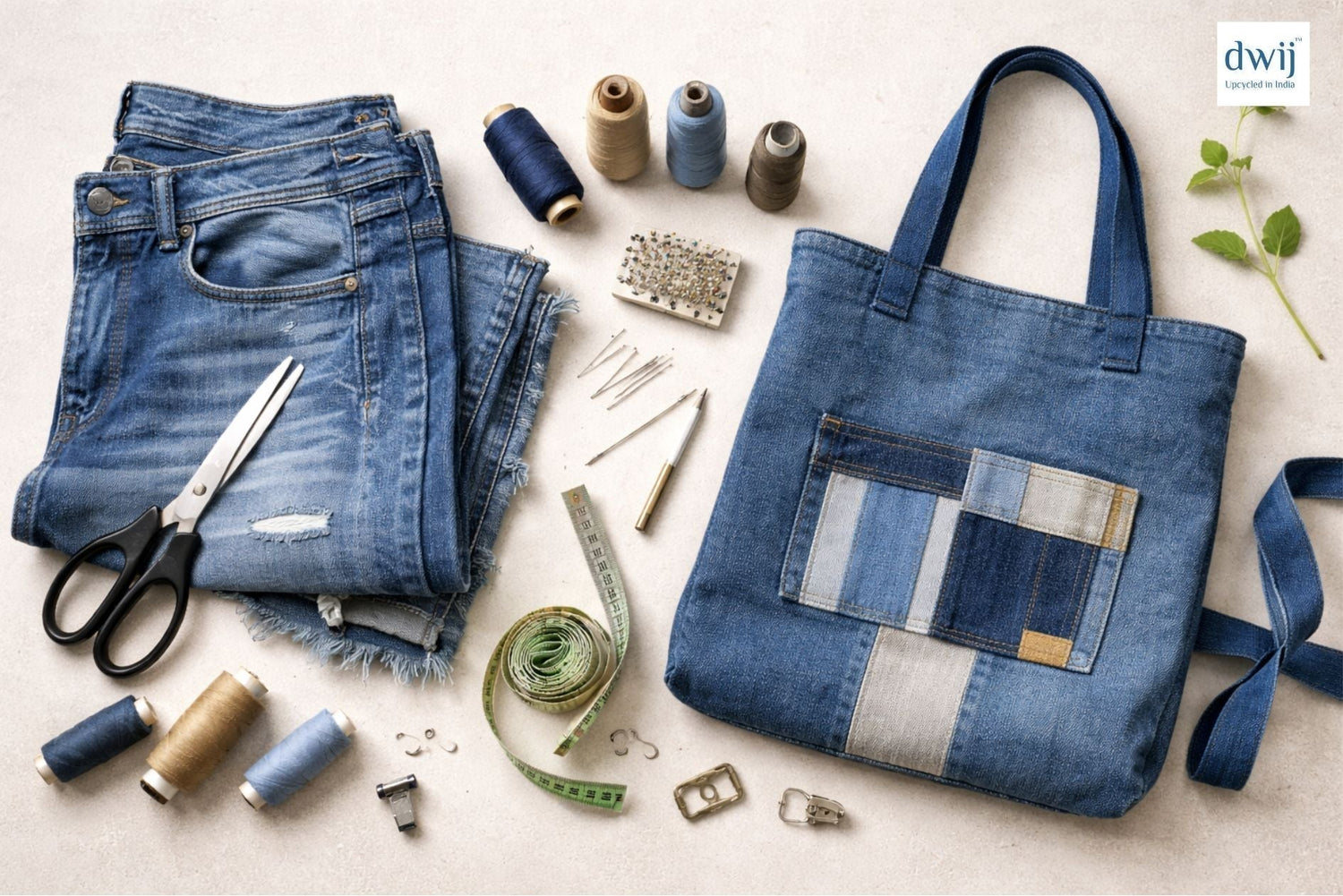 How to Make a Bag from Old Jeans Using Simple Tools - Dwij
