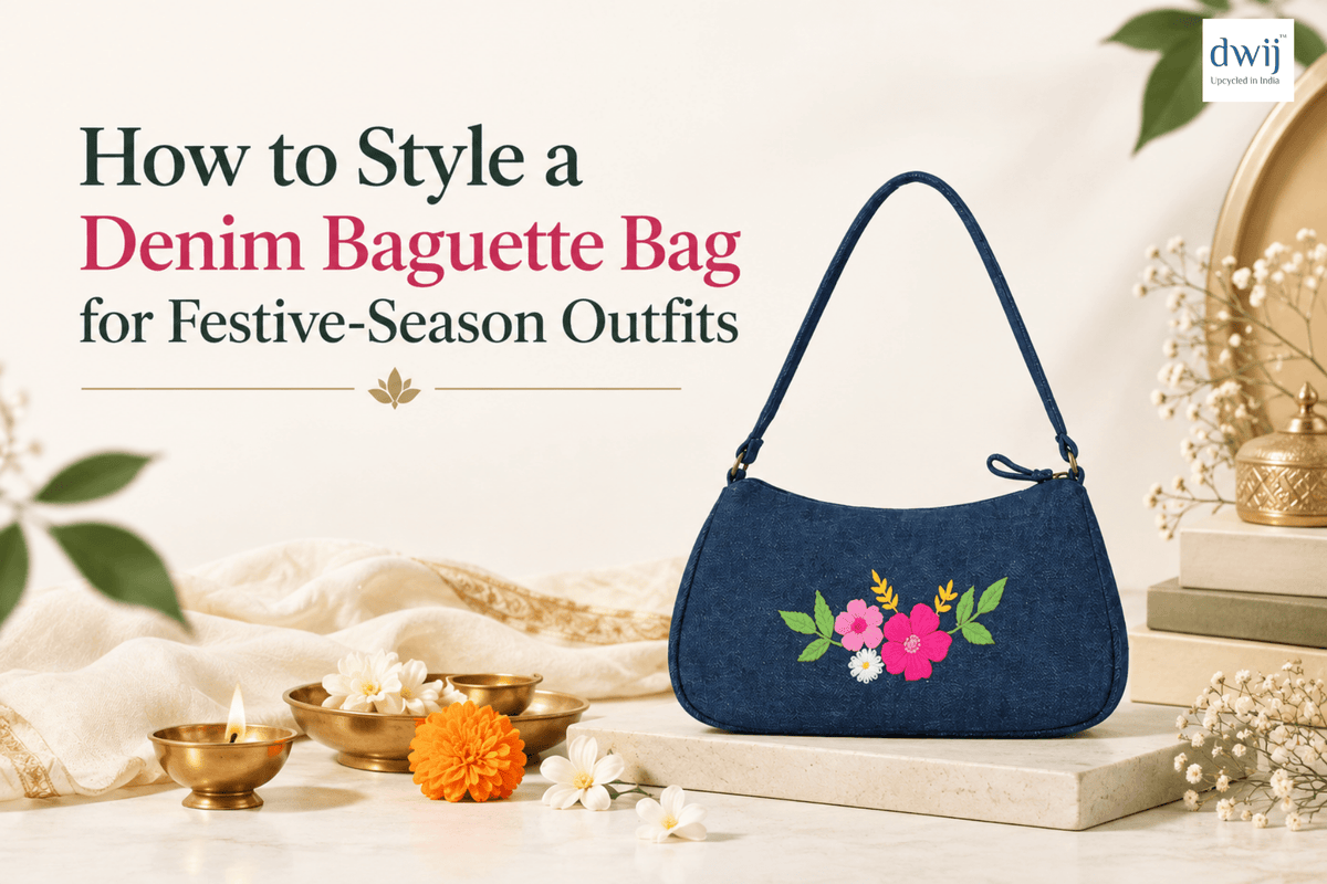 How to Style a Denim Baguette Bag for Festive-Season Outfits - Dwij