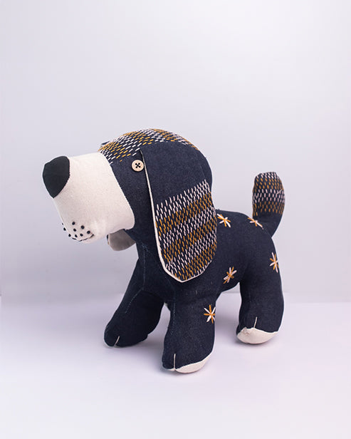 Repurposed Upcycled Jeans Embroidered Toy- Puppy Dog