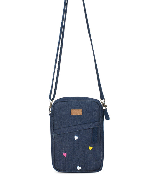 Upcycled Heart Hand Embroidered Mobile sling Bag