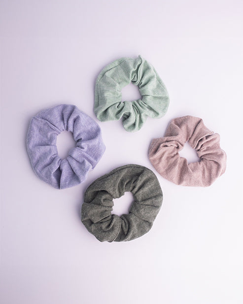 Repurposed Upcycled Bamboo fabric scrunchies- Assorted (set of 4)