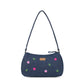 Upcycled Hand Embroidered Daisy Denim Baguette Bag (Small)