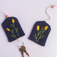 Upcycled Handcrafted Jeans Keychain Holder- flowers