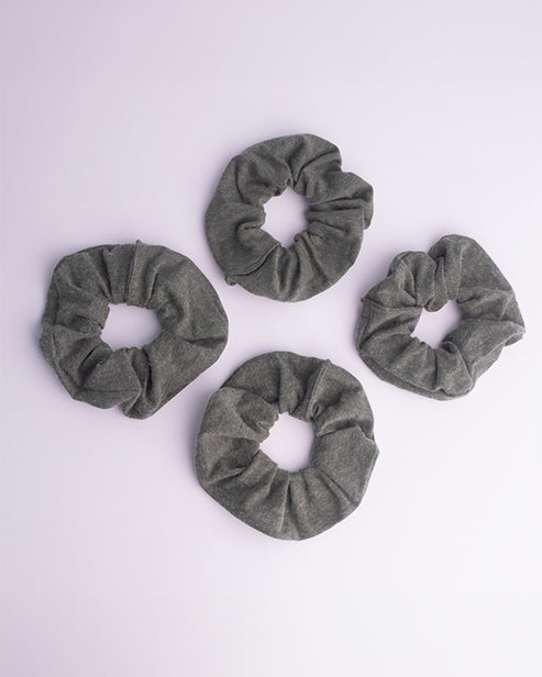 Repurposed Upcycled Bamboo fabric scrunchies- Bottle Green (set of 4)