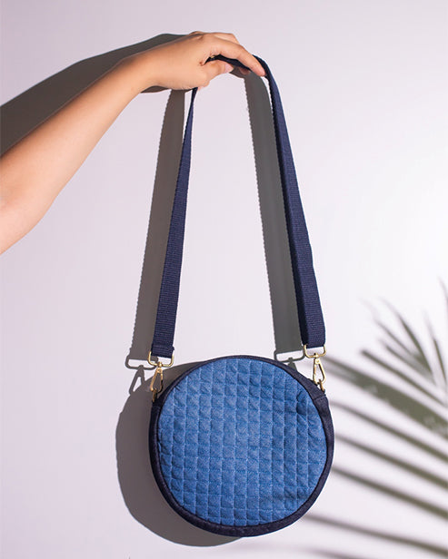 Repurposed Denim Dual Color Circular sling