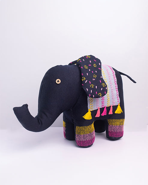 Handcrafted Upcycled Jeans Embroidered Toy- Elephant