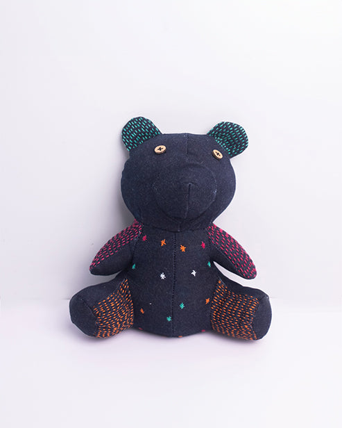 Hand embroidered Upcycled Jeans Toy- Teddy bear