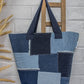 Upcycled Handcrafted Denim Jeans Blue Patched Tote Bag