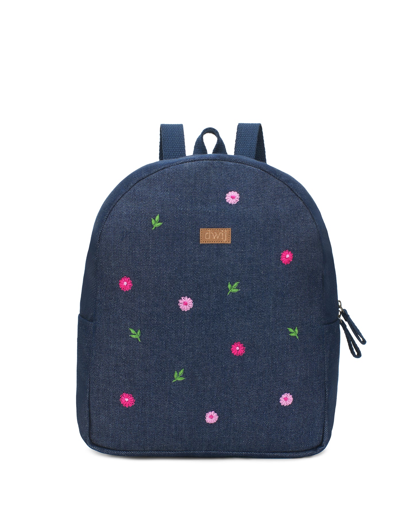 Hand Embroidered Daisy Denim Travel Backpack
