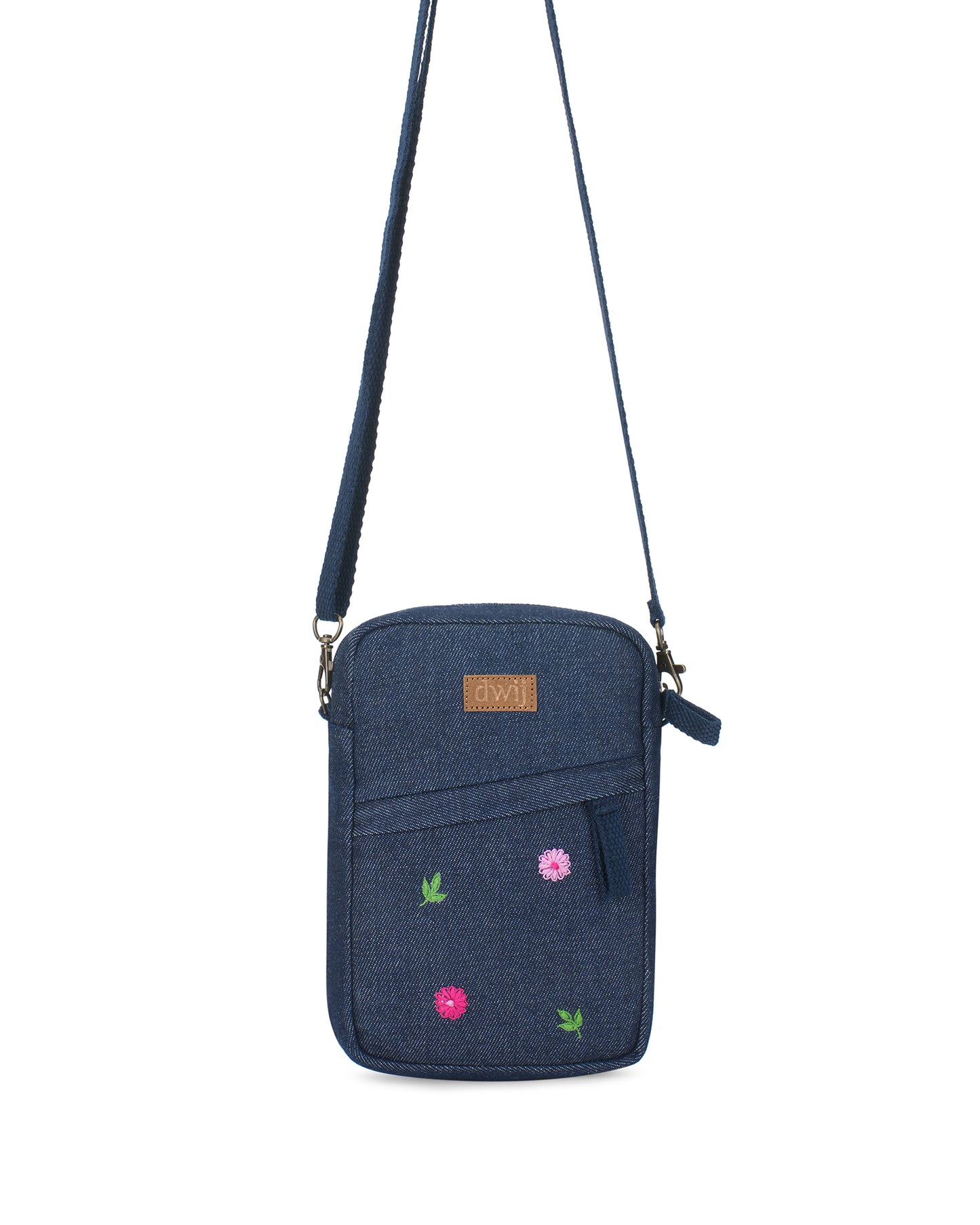Upcycled Daisy Hand Embroidered Mobile sling Bag