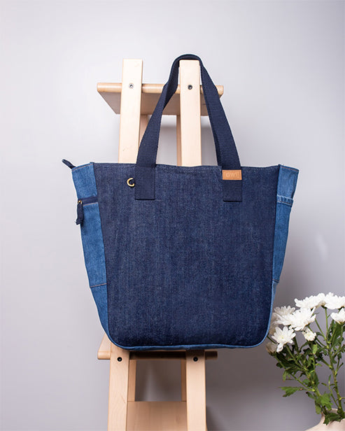 Upcycled Denim Large Tote Bag