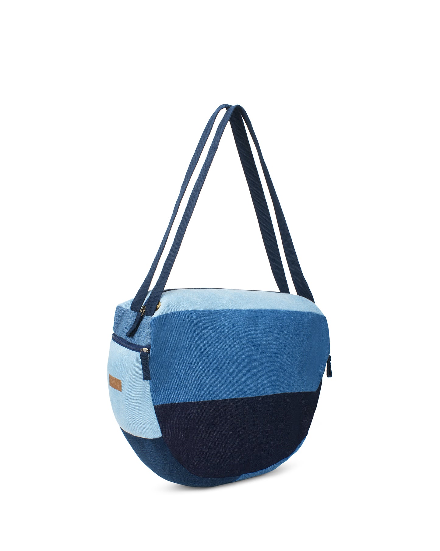 Upcycled Handcrafted Denim Jeans Blue Convertible Tote Bag (Large)