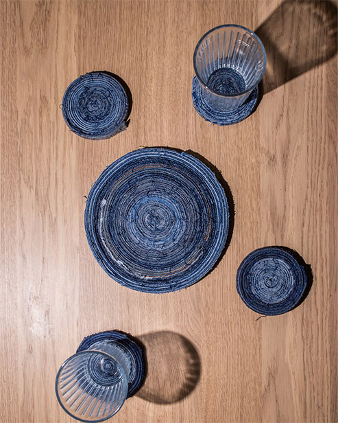 Upcycled Denim Coasters (1 Big and 4 small)