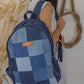 Upcycled Handcrafted Blue Random Denim & Felt Travel Backpack