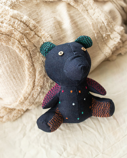 Hand embroidered Upcycled Jeans Toy- Teddy bear