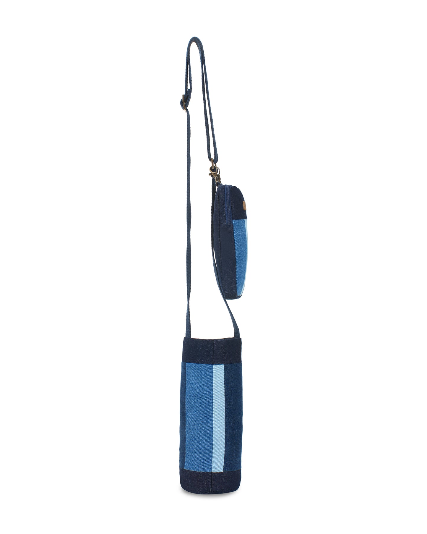 Upcycled Unisex Striped Bottle Holder Bag With Mobile Sling