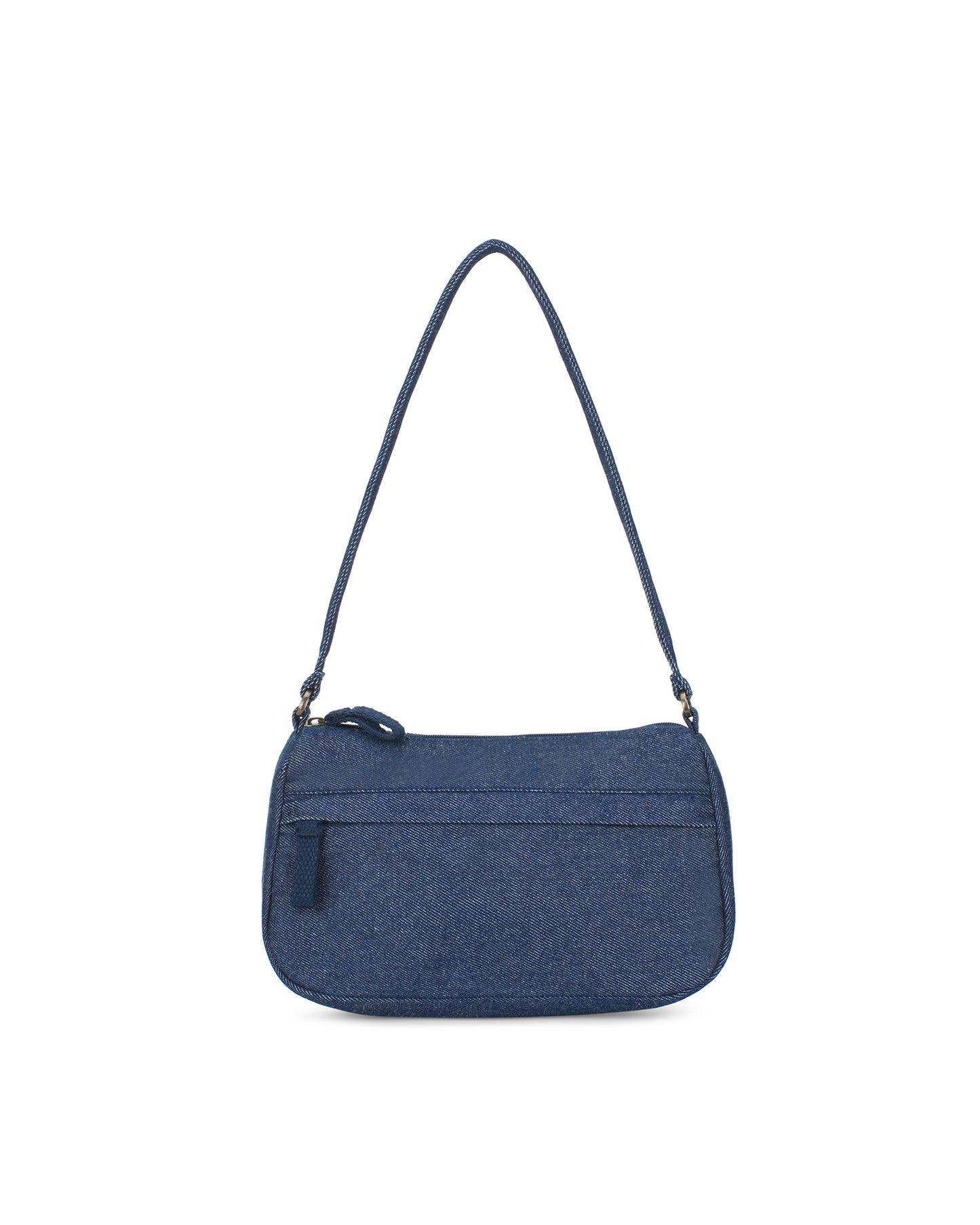 Upcycled Hand Embroidered Flower Denim Baguette Bag (Small)