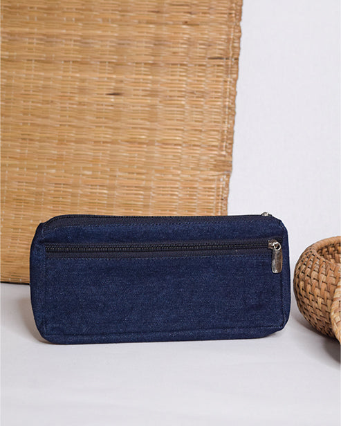 Upcycled Denim Jeans Blue Multipurpose Pencil Pouch