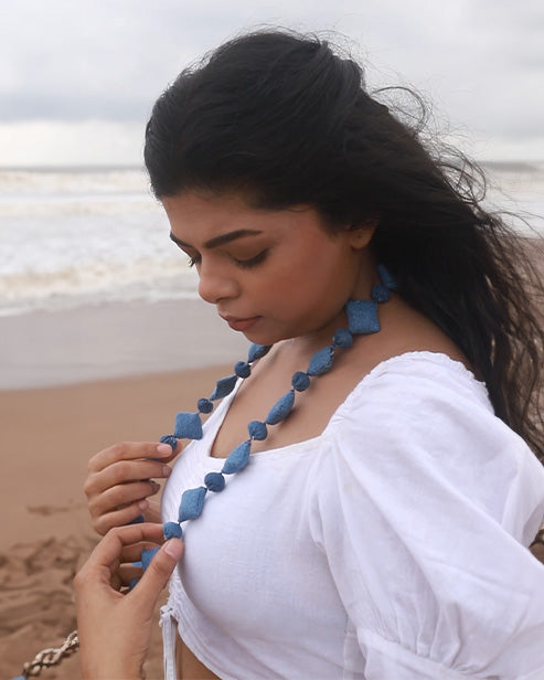 Upcycled Denim Neckpiece Anantaa (Light blue)