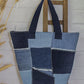 Upcycled Handcrafted Denim Jeans Blue Patched Tote Bag