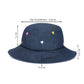 Upcycled Denim Hand Heart Embroidered Bucket Woman Hat