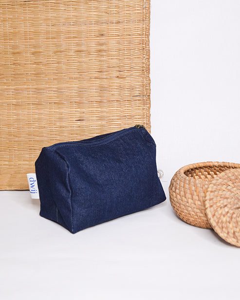 Upcycled Eco friendly Denim Jeans Multipurpose Travel Pouch Set