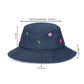 Upcycled Denim Hand Daisy Embroidered Bucket Woman Hat