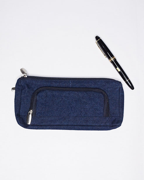 Upcycled Denim Jeans Blue Multipurpose Pencil Pouch