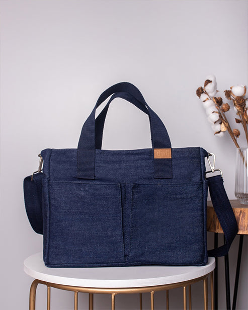 Upcycled Denim Dual Usage Tote Bag with removable insert