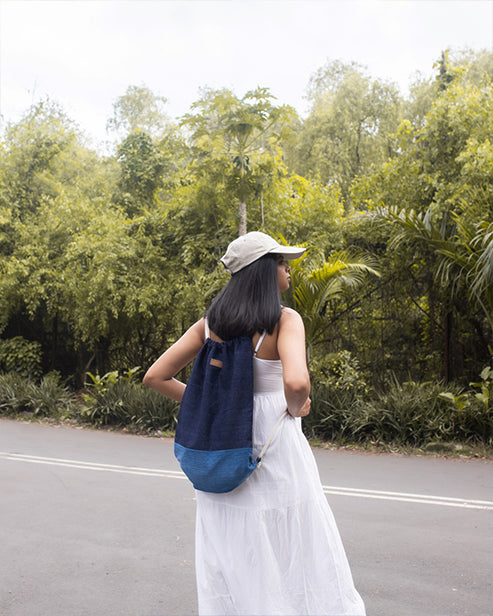 Upcycled Denim Rope Backpack Bag