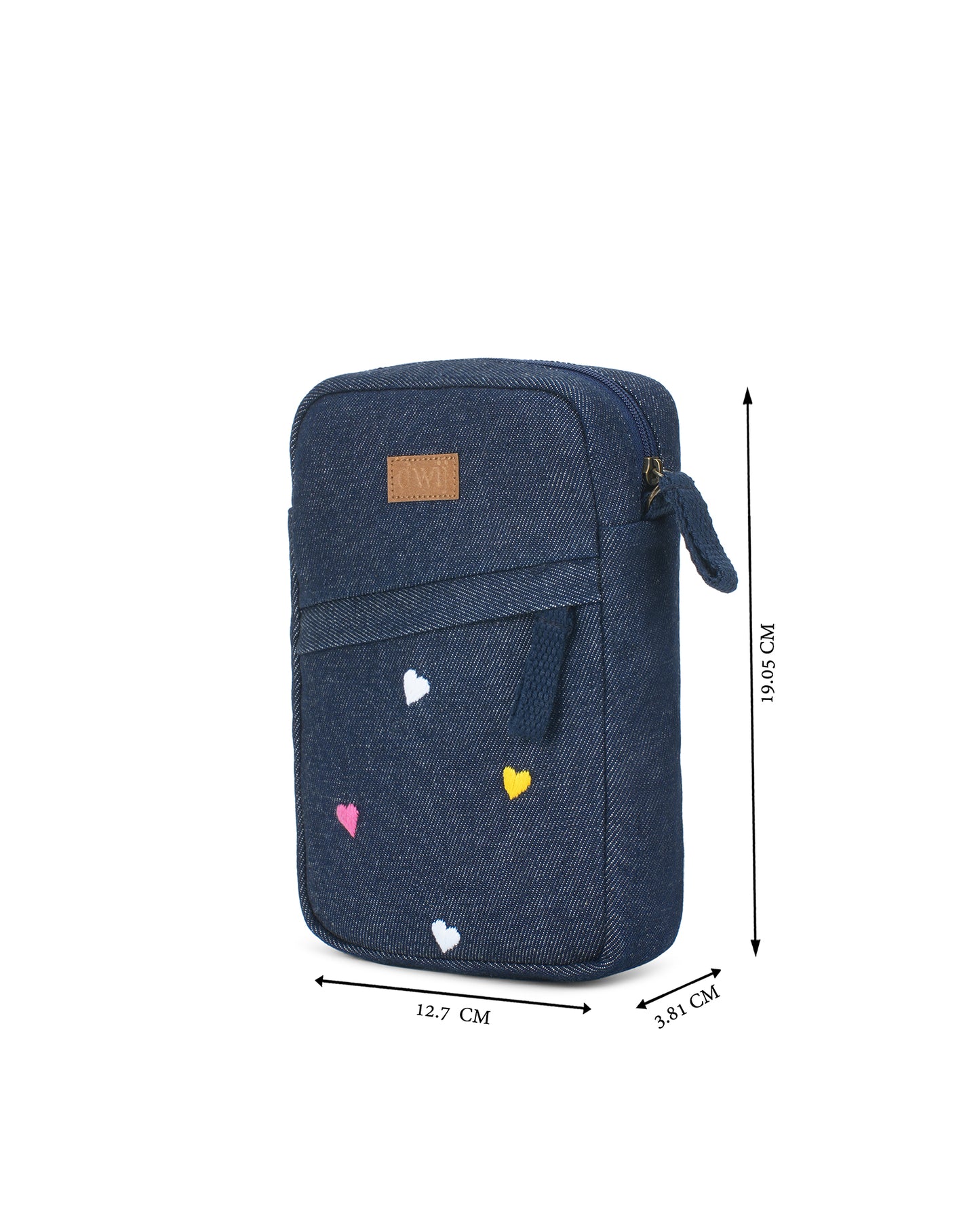 Upcycled Heart Hand Embroidered Mobile sling Bag