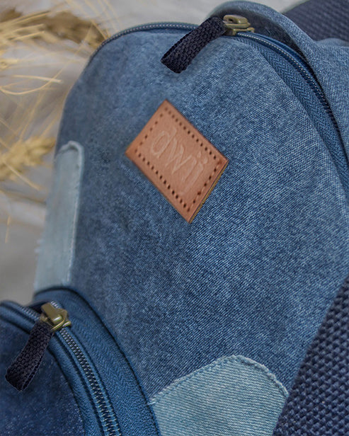 Upcycled Handcrafted Denim Jeans Mini Travel Backpack Bag