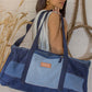 Upcycled Denim Jeans Duffle Travel Gym Crossbody bag