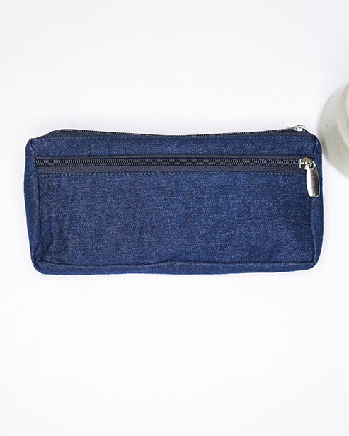 Upcycled Denim Jeans Blue Multipurpose Pencil Pouch