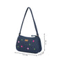 Upcycled Hand Embroidered Daisy Denim Baguette Bag (Small)