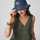 Upcycled Denim Hand Flower Embroidered Bucket Woman Hat