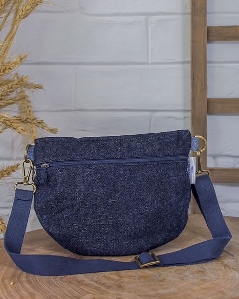 Upcycled Denim Jeans Fanny pack/Waist Pouch Dark Blue Sling Bag