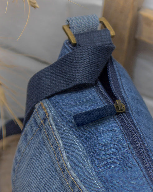 Upcycled Denim Jeans Crossbody Pace Sling bag (Medium Dark blue)