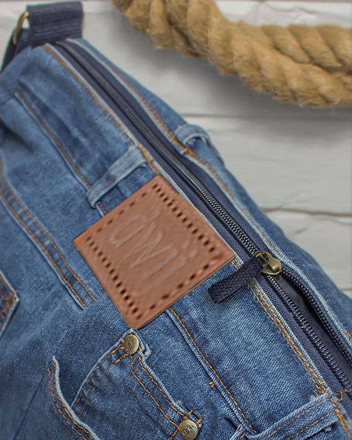 Upcycled Denim Jeans Crossbody Messenger Bag