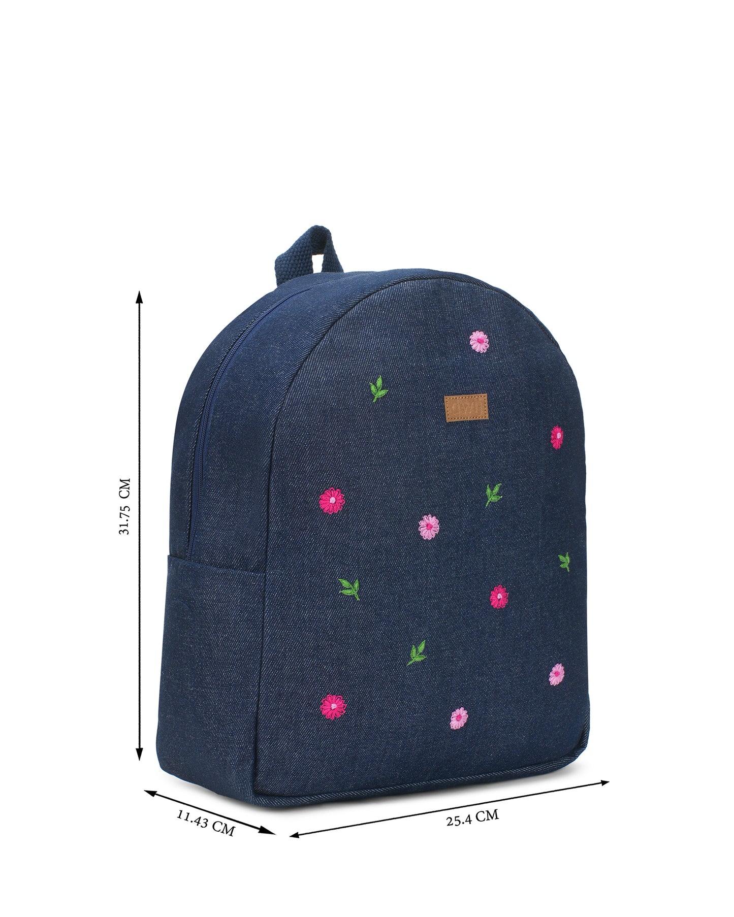 Hand Embroidered Daisy Denim Travel Backpack