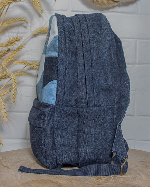 Upcycled Patched Denim & Felt Jeans Travel Backpack