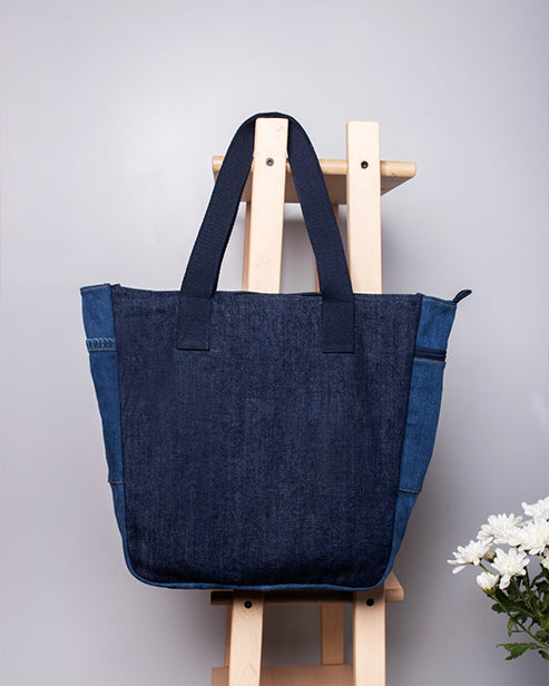 Upcycled Denim Large Tote Bag