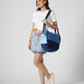 Upcycled Handcrafted Denim Jeans Blue Convertible Tote Bag (Large)