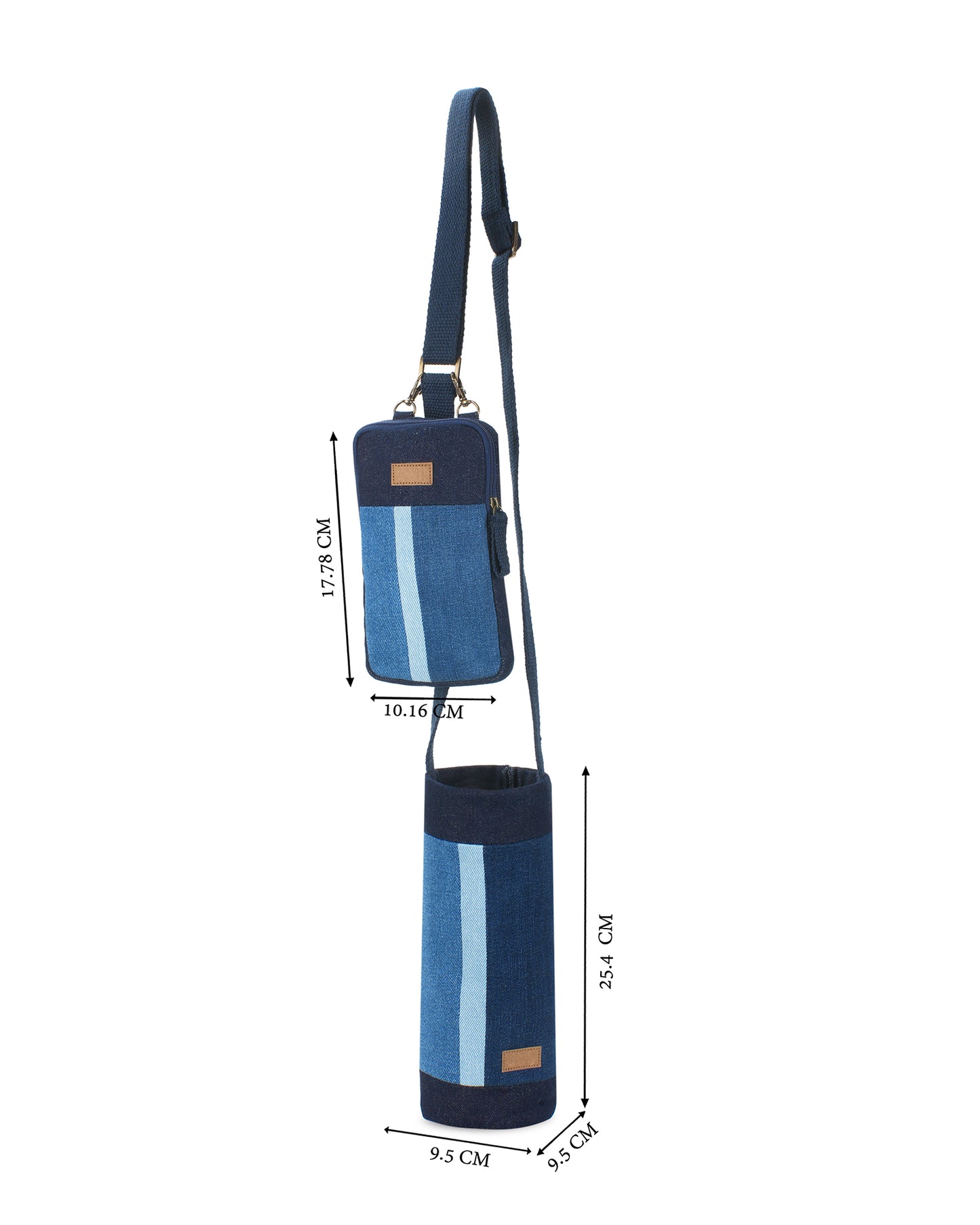 Upcycled Unisex Striped Bottle Holder Bag With Mobile Sling