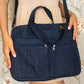 Upcycled Denim Compact Laptop Messenger Bag